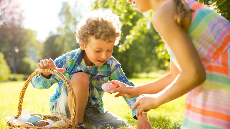 Children collecting Easter eggs