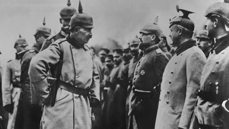 Kaiser Wilheim II inspecting World War I German troops