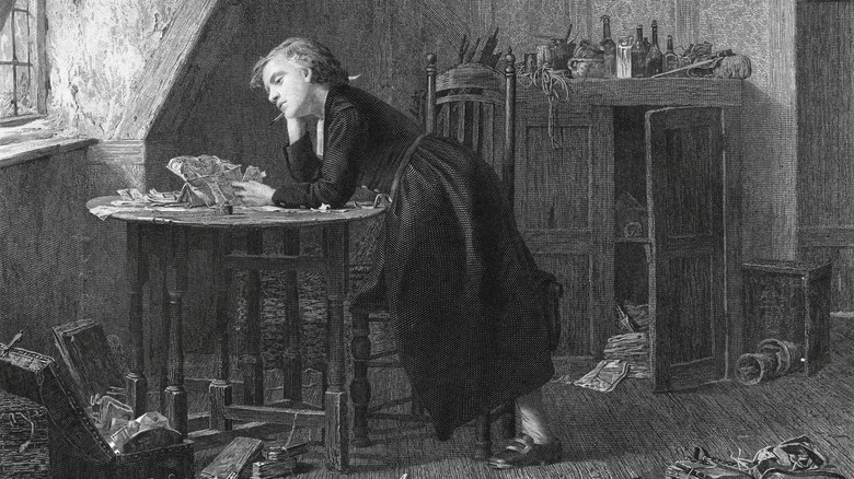 Illustration of Thomas Chatterton writing at table