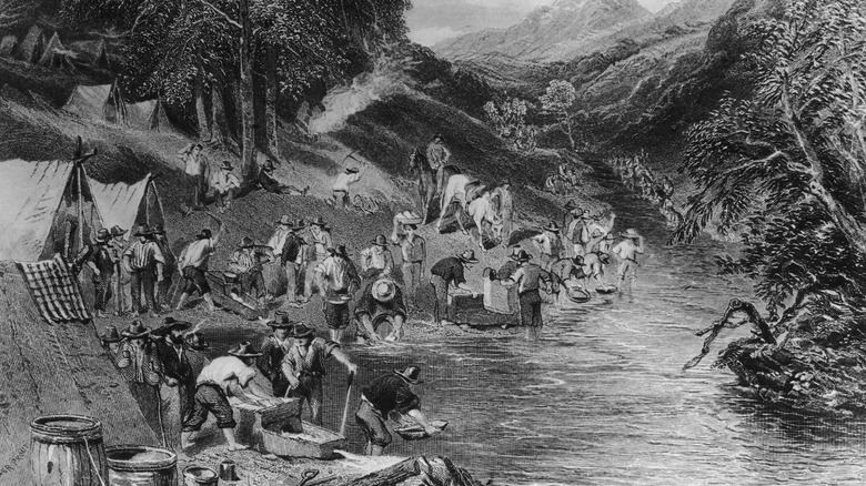 prospectors panning for gold during gold rush