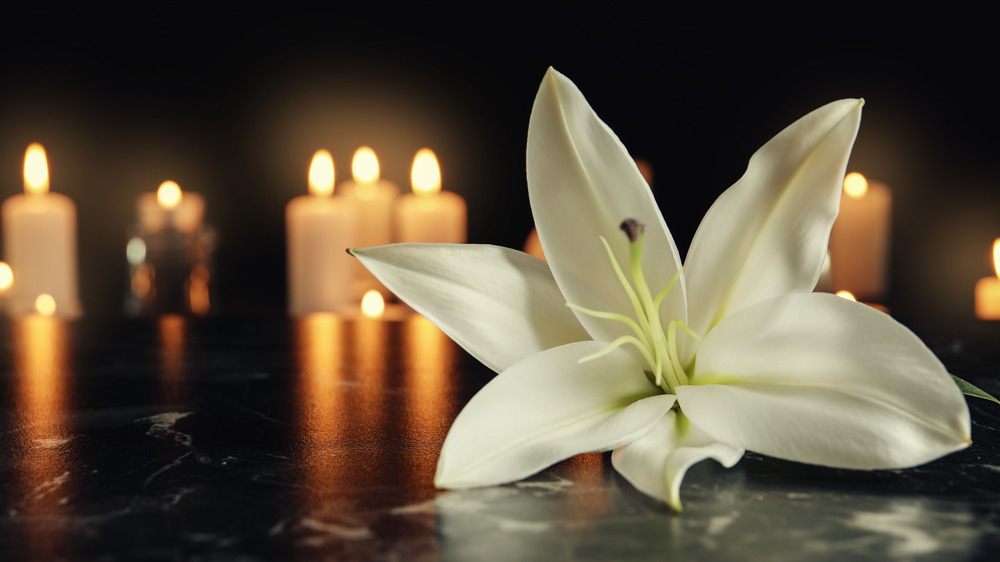 Funeral flower and candles