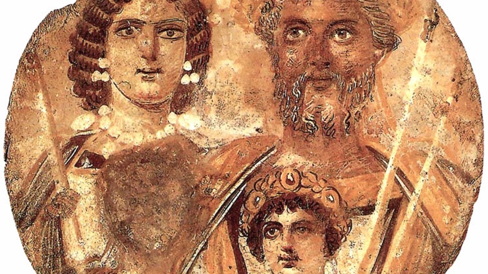 A tondo from 199-201 CE featuring Caracalla's family, with his brother Geta's face destroyed
