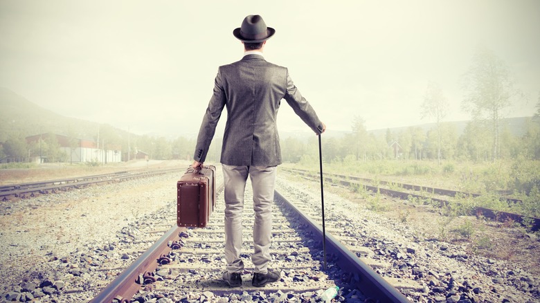 homeless man on railway