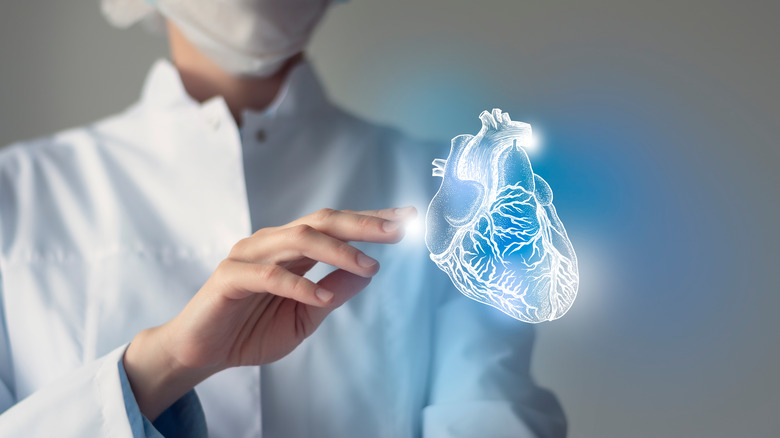 doctor with virtual image of heart