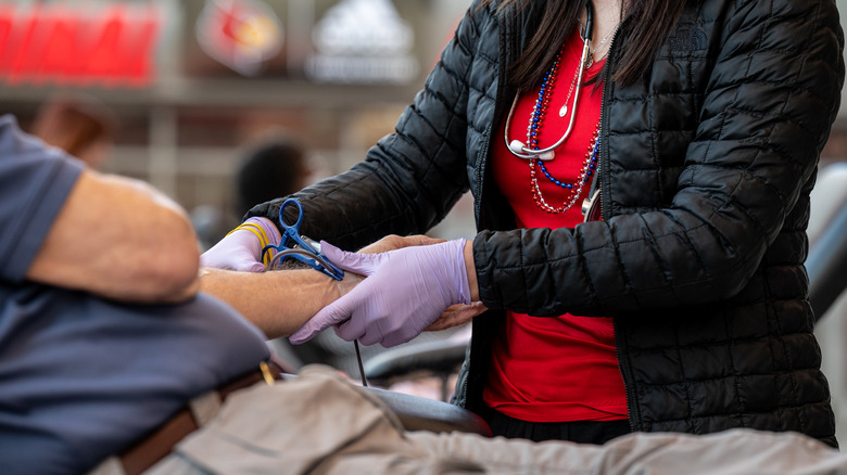 person donating blood