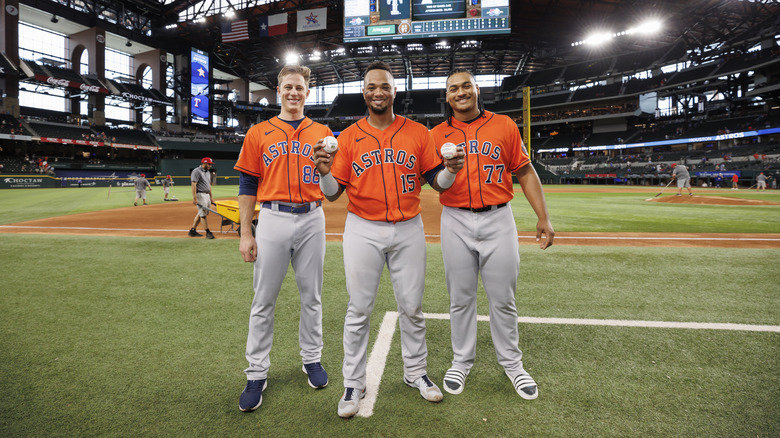 astro players with balls for immaculate inning