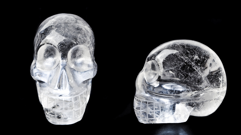 crystal skulls black background