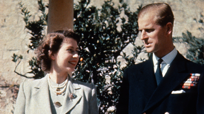 Princess Elizabeth and her husband Prince Philip, Duke of Edinburgh (1921 - 2021) at the Villa Guardamangia in Malta