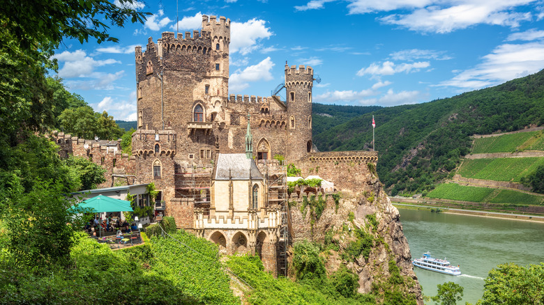 Historical Burg Rheinstein castle, one of the biggest and most famous castles on Rhine river in Germany