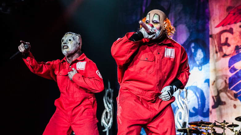 Corey Taylor and Clown on stage