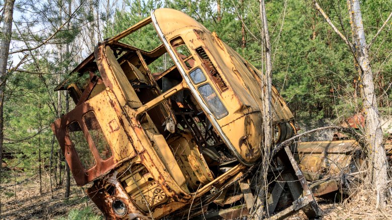 old school bus crash overturned