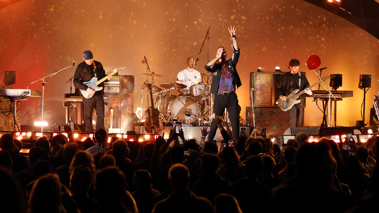 Coldplay performing in 2021 