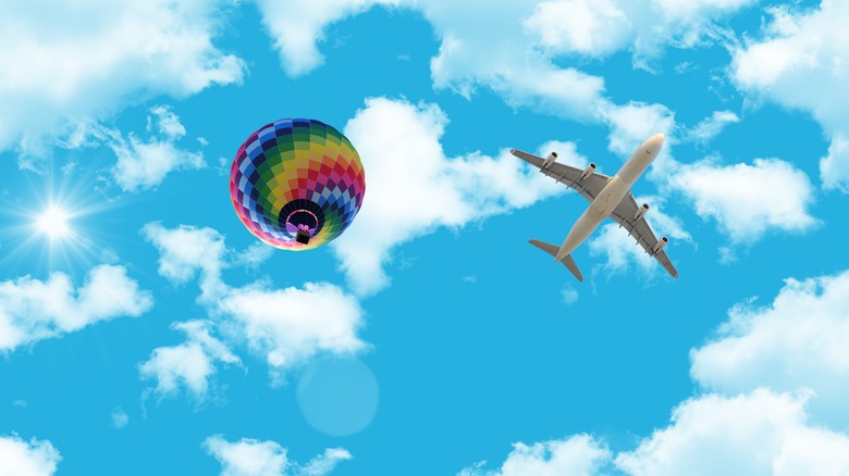 Balloon and airplane from below 