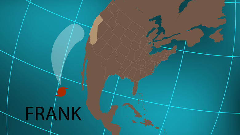 map of hurricane Frank off coast of California