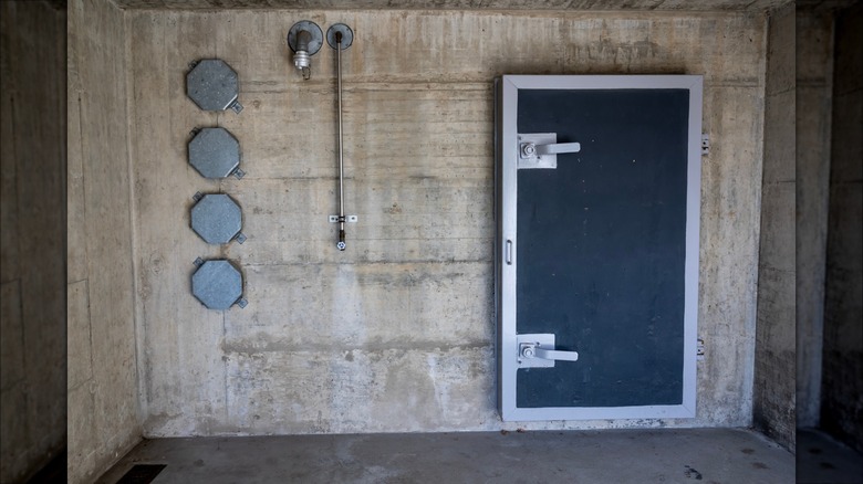 Metal door on bunker