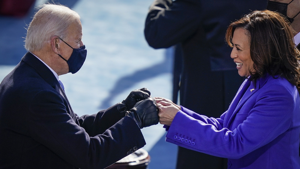 Joe Biden fist-bumps Kamala Harris