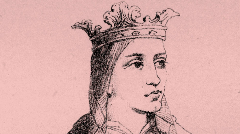 Empress Matilda wears in a drawing the crown she never had in life