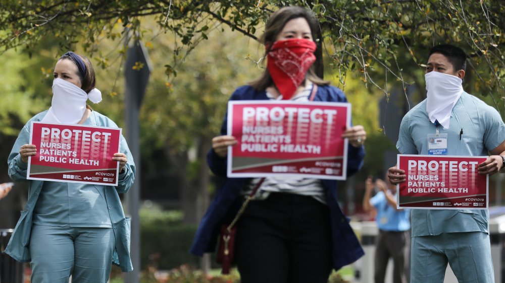 Nurses protesting