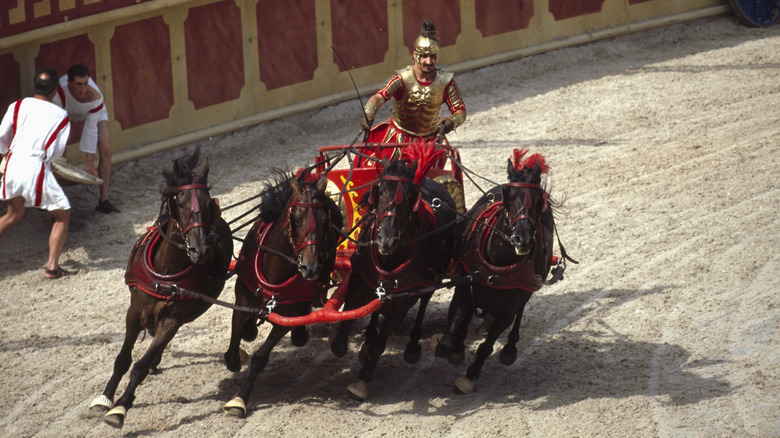 Roman chariot racing around track