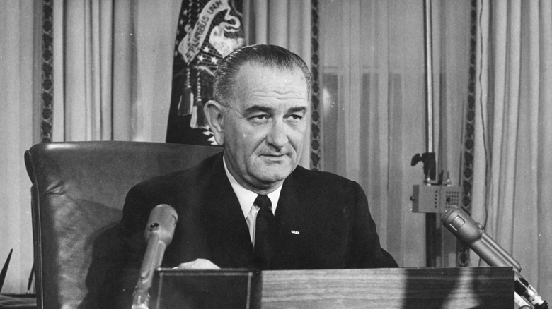 President Lyndon Johnson addressing the nation