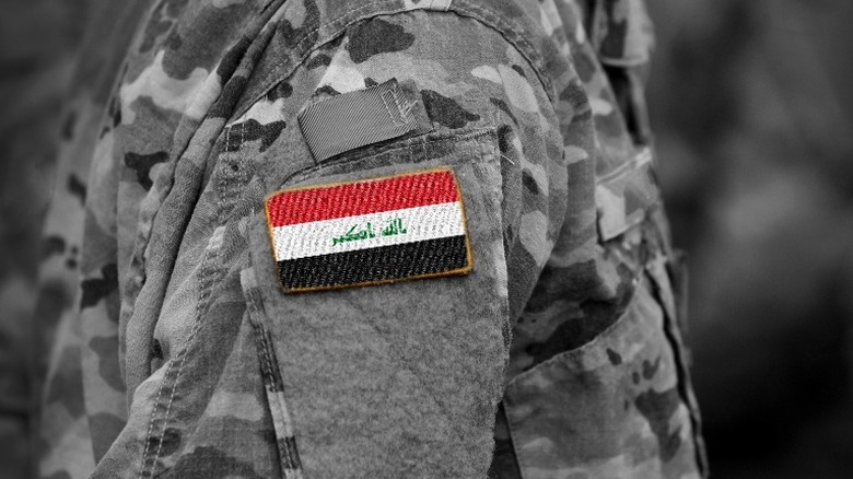 Iraqi flag on soldier's arm