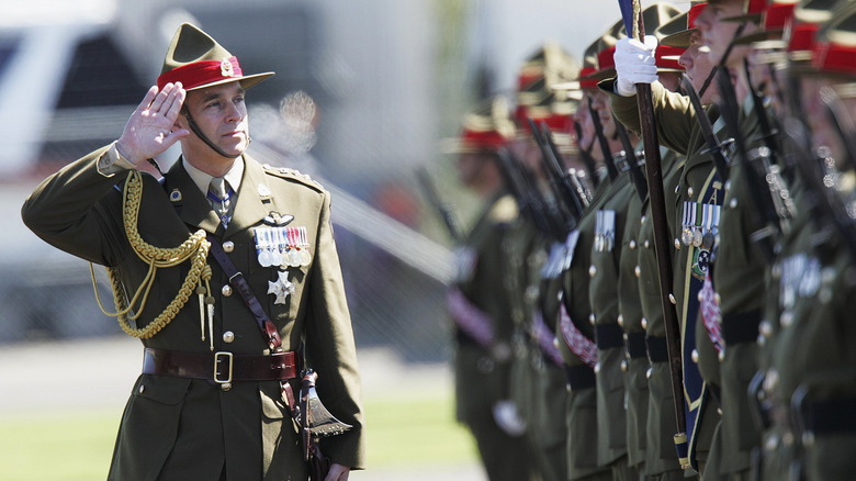 Prince Andrew salutes while in New Zealand