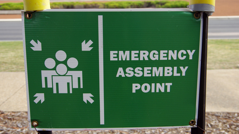 Emergency assembly point sign