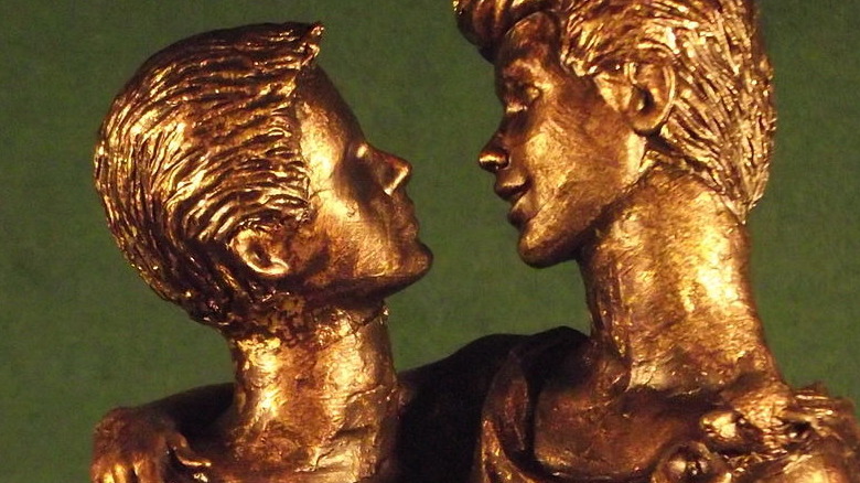 Bronze statue two male lovers