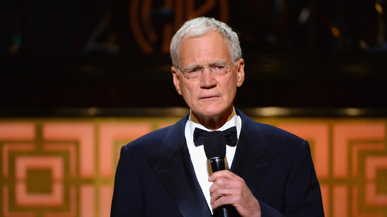 David Letterman with microphone