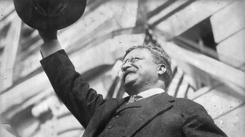 President Theodore Roosevelt strikes a pose