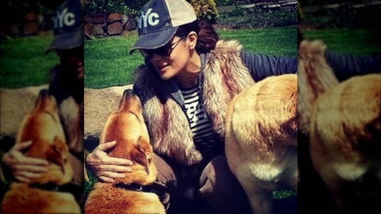 Salma Hayek with dogs including Mozart