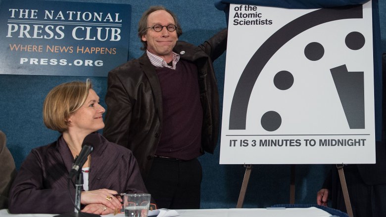 Scientists presenting clock at National Press Club