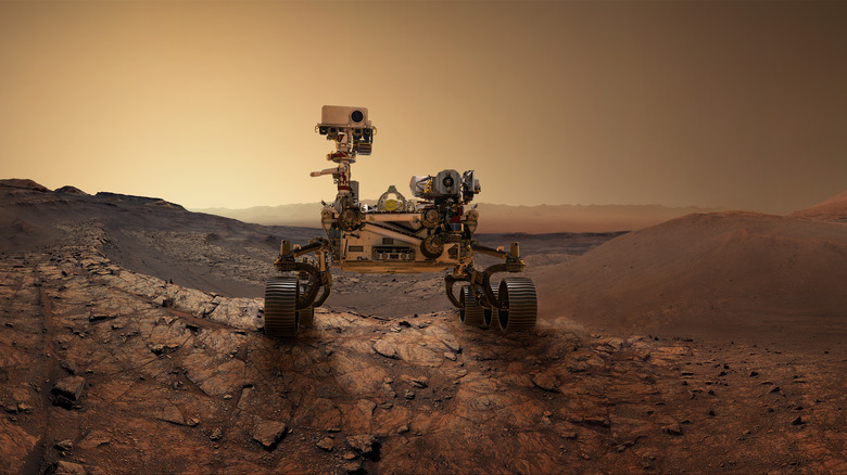 Mars rover on the ground