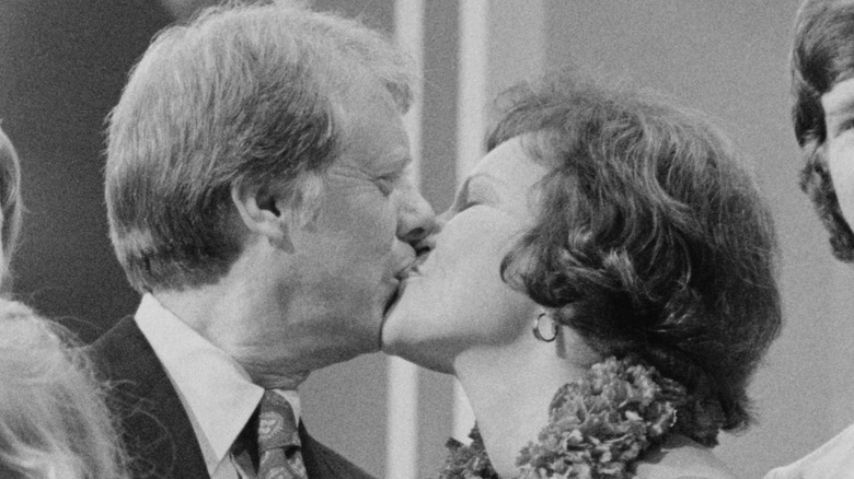 Jimmy and Rosalynn Carter kissing
