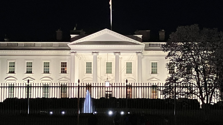 The White House at night