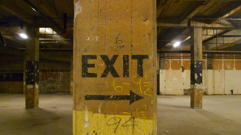 Old Los Angeles tunnels exit sign