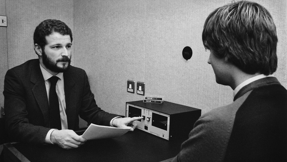 Police interrogation with tape recorder