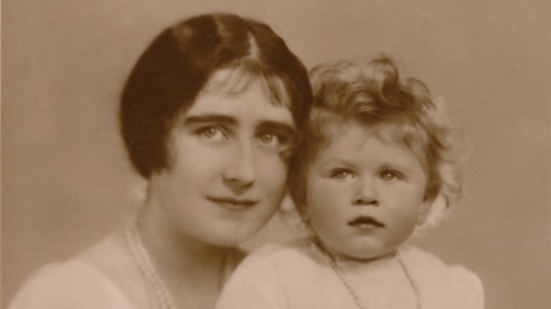 Young Queen Elizabeth with her mother