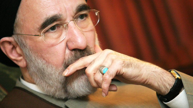 Mohammad Khatami pauses in thought