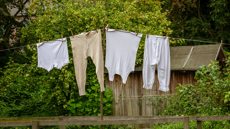 Long johns on a clothesline