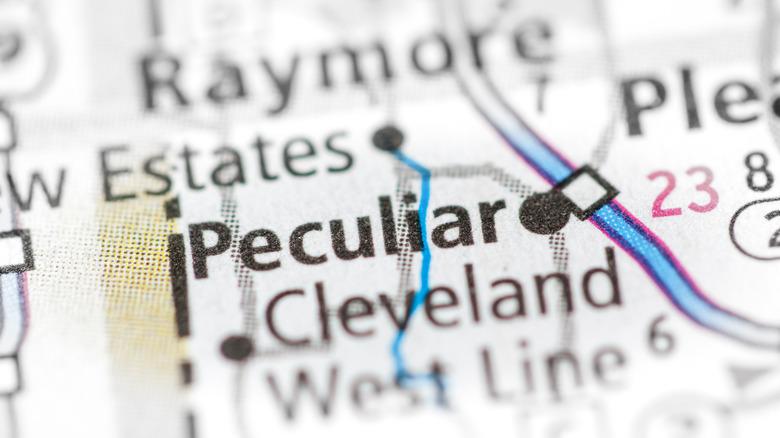 Peculiar, Missouri on a map