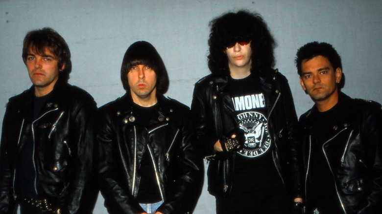 The Ramones pose pre-show 1983