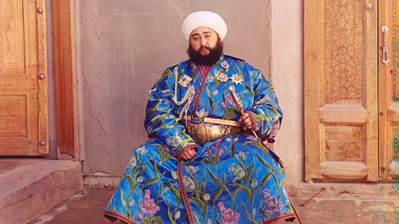 Alim Khan Portrait blue robe sword