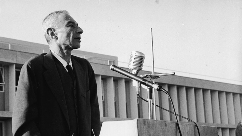 J. Robert Oppenheimer at podium