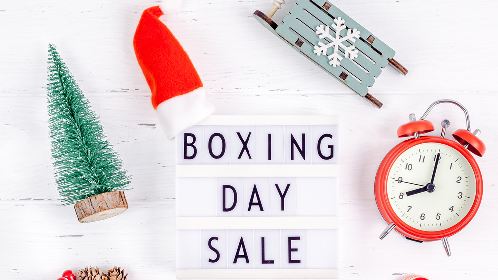 Boxing day sale text on lightbox white background