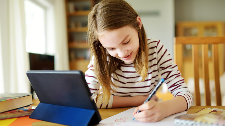 child writing