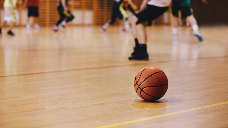 Basketball on court