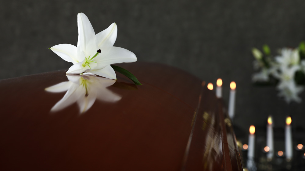 Coffin with flowers