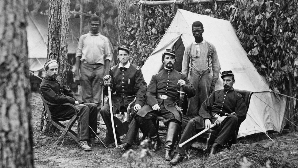 Civil War Union officers with former slaves