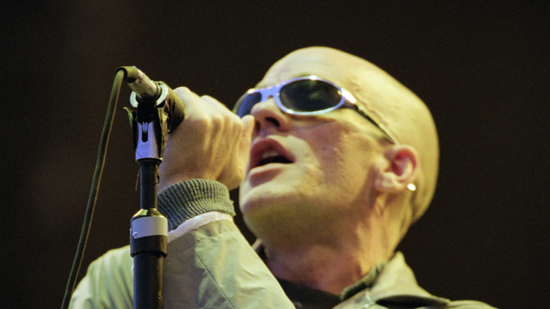 Michael Stipe singing into microphone